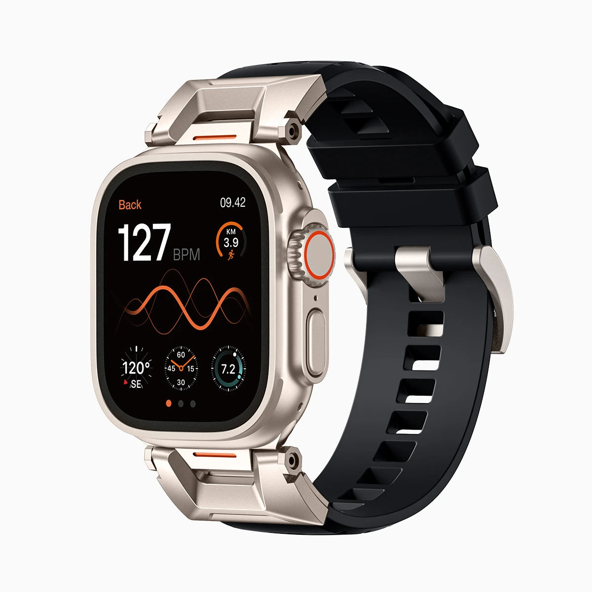 Bandletic_fluororubber_Apple_Watch_Band_Black_Adapter #color_black