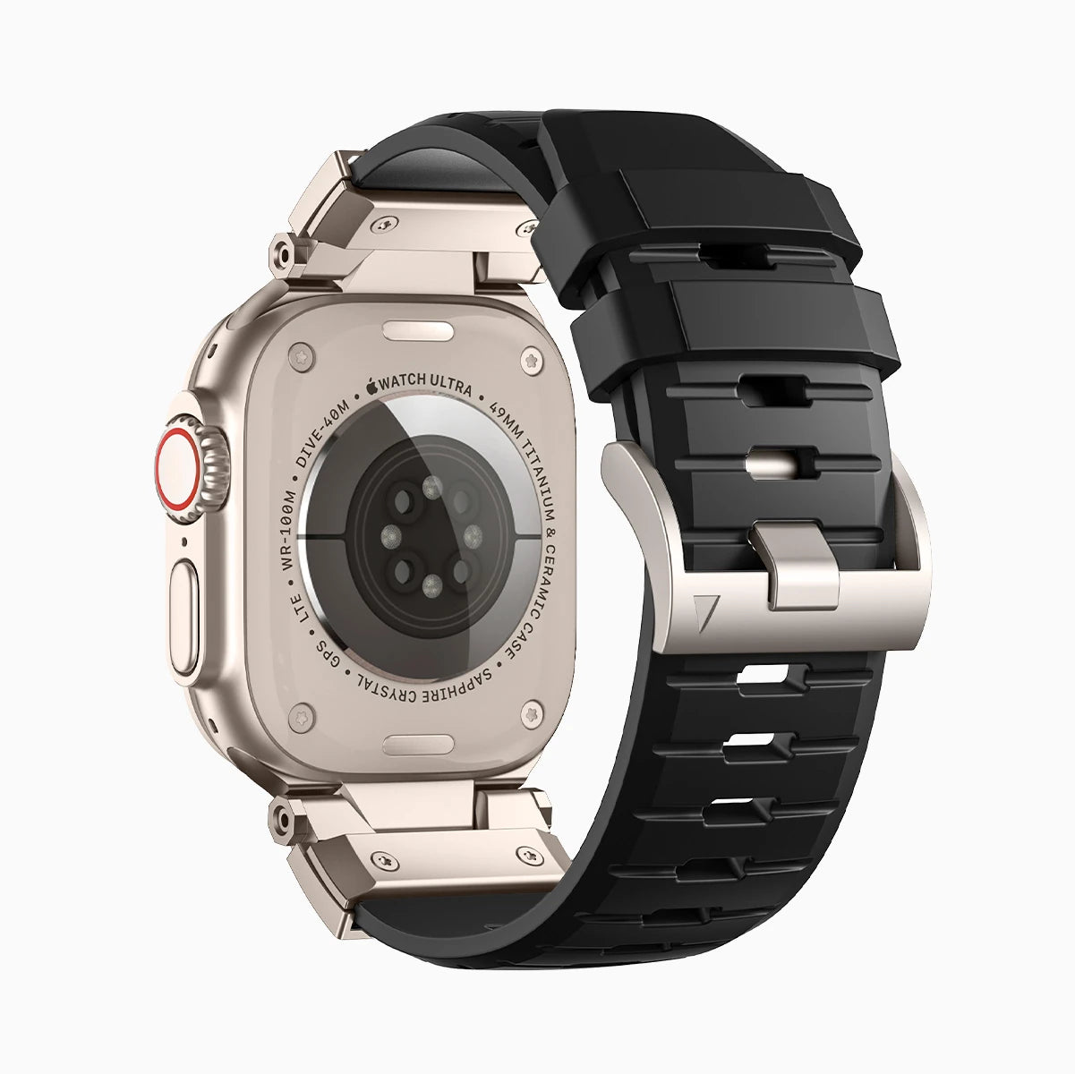 Bandletic_fluororubber_Apple_Watch_Band_Black_Adapter #color_black