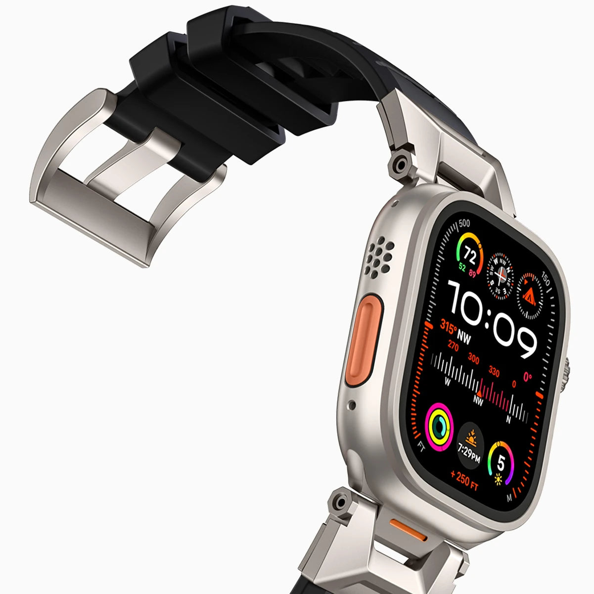 Bandletic_fluororubber_Apple_Watch_Band_Black_Adapter #color_black