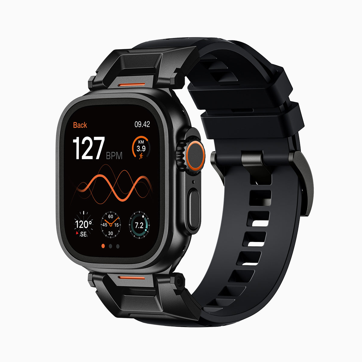 Bandletic_fluororubber_Apple_Watch_Band_Black_Adapter