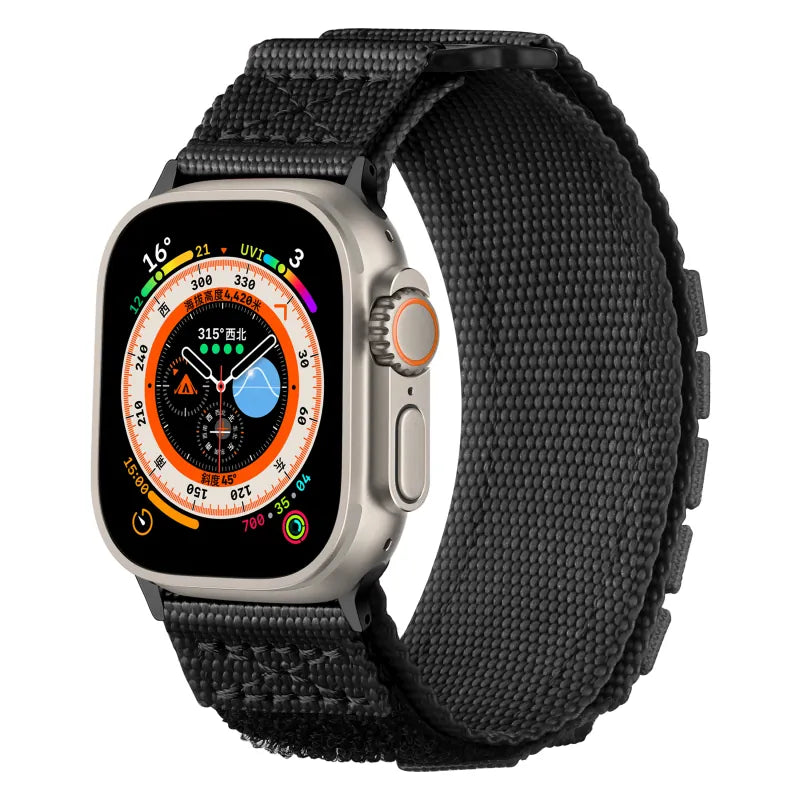 Military Rugged Sport Nylon for Apple Watch Band #Color_Black