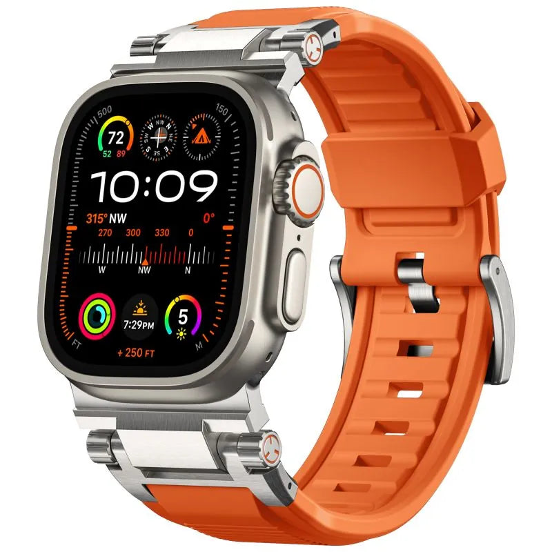 R-Steel FKM Sport Band for Apple Watch Band Black #Color_Orange